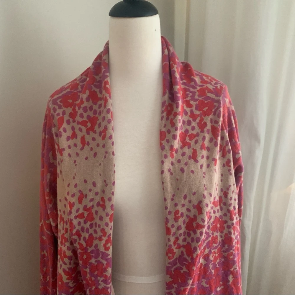 Jessica London Chic Red and Beige Patterned Shawl Cardigan Sweater Size 18-20 - Picture 8 of 10
